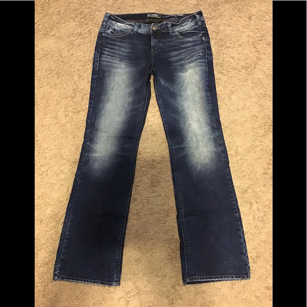 Womens Silver SUKI Slim Mid Boot Jeans - Size 33